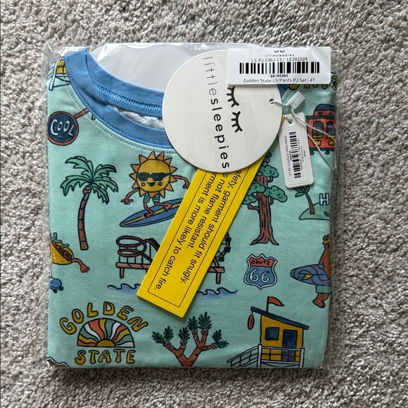 Little Sleepies Golden State Pajama Set - Teal and Orange - Picture 1 of 2